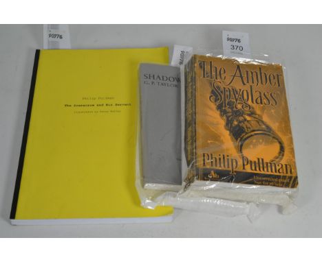 Pullman (Philip), The Amber Spyglass, Uncorrected Proof, 2000, Scholastic Children's Books, printed paper cover idem, The Sca