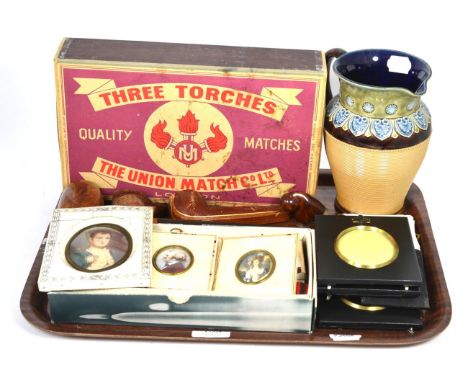 A 19th century piano key miniature portrait on Napoleon, reproduction plastic piano key miniatures, a shop display oversized 