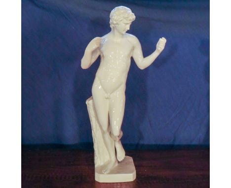 White ceramic sculpture Nove, Bassano 20th centurydepicting a neoclassical male figure65x30 cm.