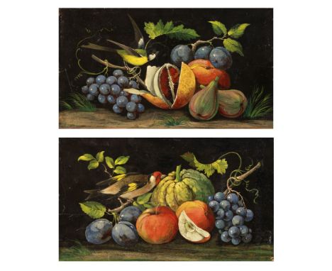 Italian painter (2) 19th-20th century"Still life of fruit", pair of oils on panel21x35 cm.
