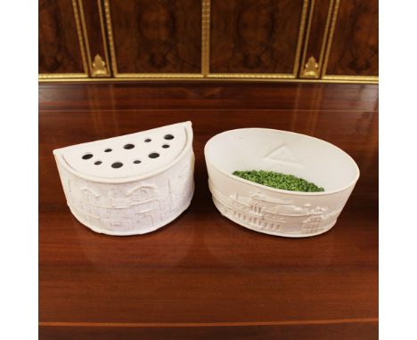 Two ceramic objects Italy, 20th centurydecorated with architectural designs13x27 cm.