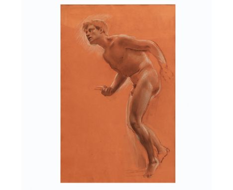 Adolf Hirémy-Hirschl Timisoara, 1860 - Rome, 1933"Male nude", pastel on paper, within wooden frame, signed and dated on the b