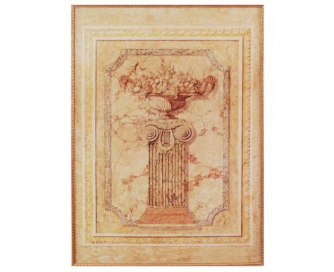 Decorative panel Italy, 20th centurypainted to depict a fruit basket on a column170x121 cm.