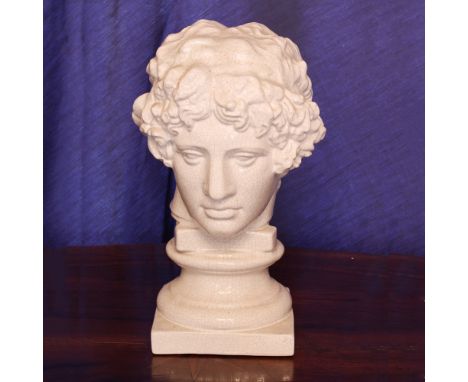 Glazed ceramic head Italy, 20th centurydepicting a neoclassical figureh. 50 cm.