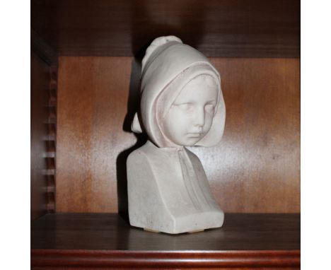 Biscuit sculpture Italy, 20th centurydepicting a girlh. 30 cm.