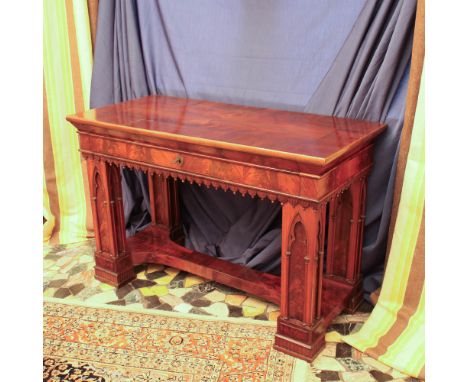 Mahogany bureau desk XIX sec.rectangular top resting on a Gothic line structure83x126x58 cm.