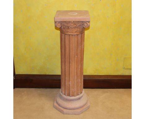 Terracotta column Italy, 20th century with capital and octagonal baseh. 103 cm