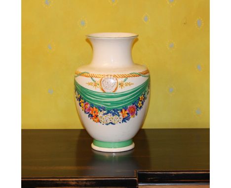 Ceramic vase Italy, 20th centurypainted in polychrome with floral garlands and plant motifsh. 33 cm.