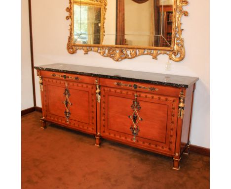 Empire style sideboard in cherrywood Italy, 20th centuryrectangular top with four doors and two drawers underneath, decoratio
