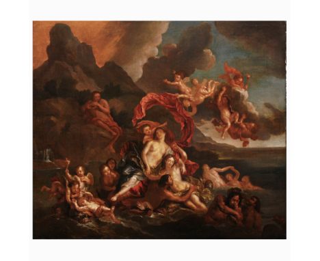 Antoine Coypel, follower of Paris, 1661 - Paris, 1722"The triumph of Galatea", oil on canvas, within gilded wood frame71x81 c