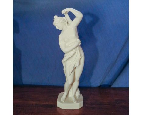 White ceramic sculpture Nove, Bassano 20th centurydepicting a neoclassical female figure57x15 cm.