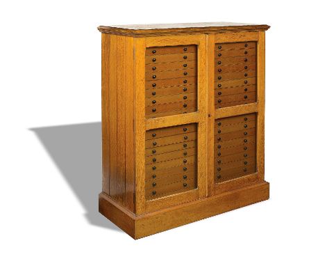 Lepidopterology: A rare 40 drawer Gurney oak and mahogany collectors cabinet containing part of the Sidney Imber Collection  