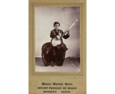 * Barve (Man[a]har, 1910-). Master Manhar Barve, infant prodigy of music, Bombay, India, circa 1920, a full-length portrait o