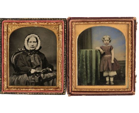 * Ambrotypes. A group of 22 ambrotypes of women and some children, circa 1860s, including three one-quarter plate portraits o