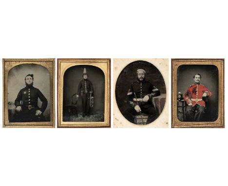 * Military Ambrotypes. A group of 4 quarter-plate ambrotypes, including portrait of a young bandsman, probably Royal Company 