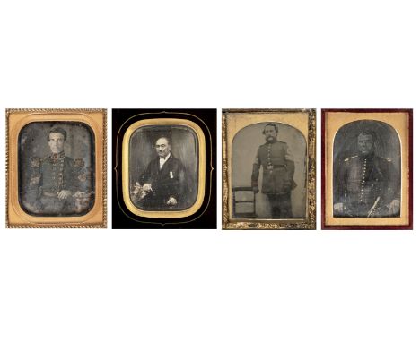 * Military Daguerreotypes. A group of two one-sixth plate daguerreotypes, early 1850s, the first of a British officer with bl