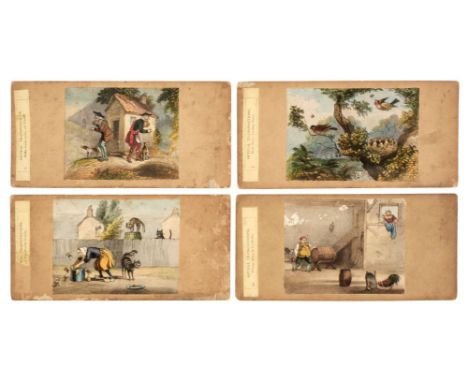 * Spooner’s Optical Transpositions. A group of four hand-coloured lithographic stereocards, published by William Spooner, 186