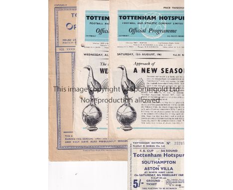 TOTTENHAM   Seventy Tottenham Hotspur home programmes 1946-1968 to include Birmingham City 1946/47 (1st home after the War) ,