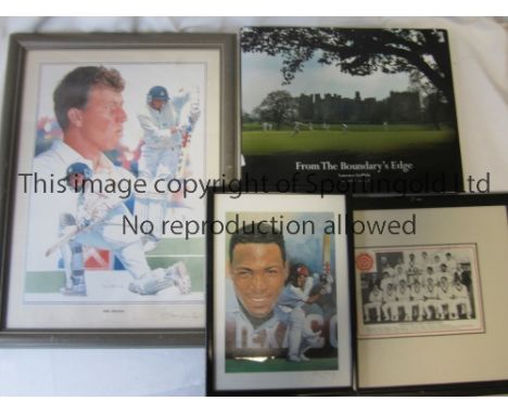CRICKET MISCELLANY       A 20" X 14" framed and glazed limited edition montage print of Michael Atherton signed by painter Ga