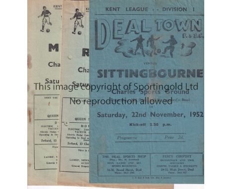 KENT LEAGUE    Twenty five Kent League programmes, 40s and 50s,  5 x Deal Town , 1 x Tunbridge Wells Utd, 2 x Faversham, 7 x 