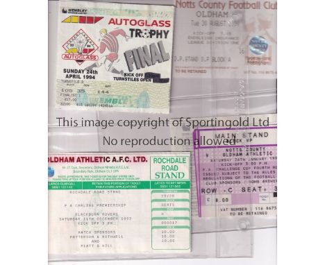 TICKETS    A collection of 110+ tickets from the 1980's to the 2010's in a bound ticket holder. Mainly Oldham and Notts Count
