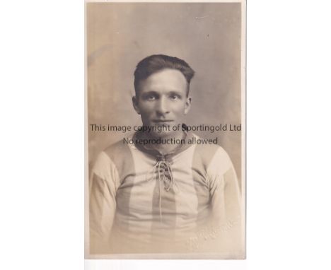 TOMMY CRAWSHAW / SHEFFIELD WEDNESDAY     A black &amp; white portrait postcard circa 1905 issued by Furniss of Sheffield.   G