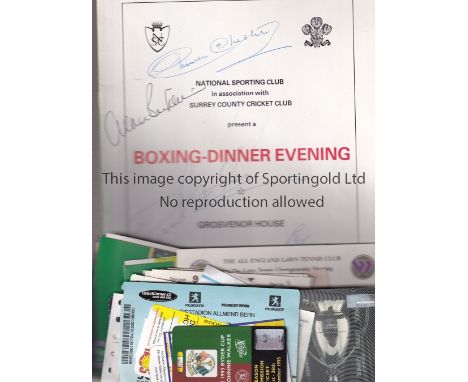 SPORTING MISCELLANY    A collection of Sporting miscellany to include 57 tickets and 5 programmes/brochure/menu Amateur Boxin