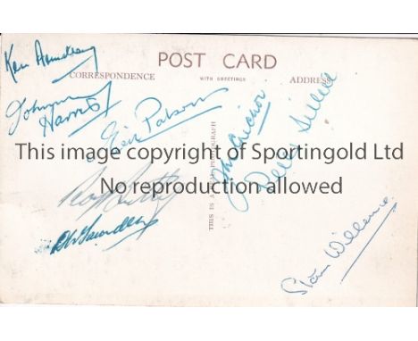 CHELSEA     Black &amp; White Postcard  (team picture) of the Championship winning Chelsea team of 1954/55. Printed signature