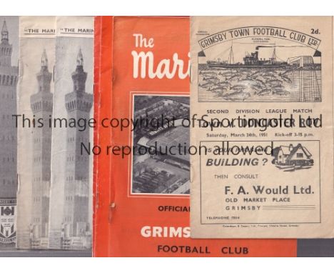 GRIMSBY TOWN     Fifty seven home programmes; v Doncaster 50-51, v Bradford City 52-3, &amp; 53-4, with a young Bill Shankley