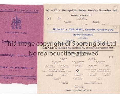 OXFORD UNIVERSITY    Collection of Oxford University  home and away programmes , mostly 1940s, comprises : home single card i
