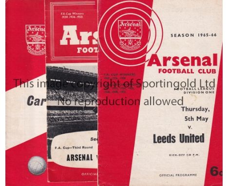 ARSENAL      Six home programmes v. Leeds United 5/5/1966 record low League attendance at Arsenal and Oxford United 62/3 FA C