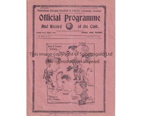 TOTTENHAM   4 Page programme Tottenham Hotspur v Chesterfield 16/2/1938. Small tear at lower edge. No writing. Generally good