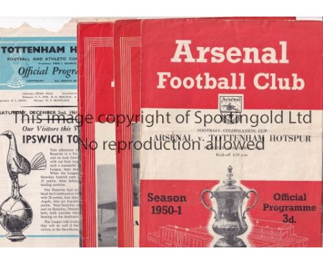 ARSENAL / TOTTENHAM RESERVES    Six programmes for Arsenal Reserves v Tottenham Reserves at Highbury 1950/51 (Cup), 1952/53 (