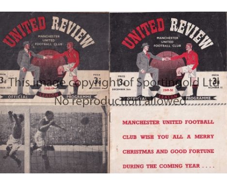 MAN UNITED   Two Manchester United home programmes v Wolves 1948/49 and Arsenal 1949/50.No writing.   Fair to generally good