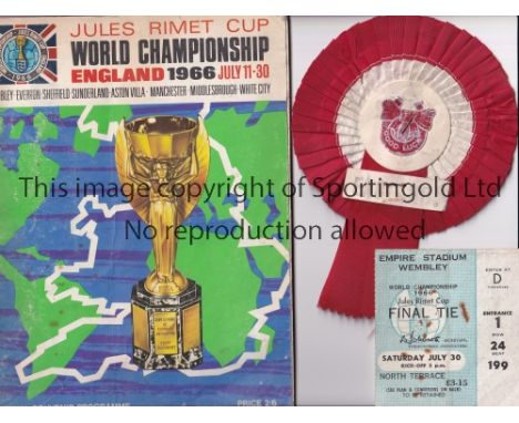 1966 WORLD CUP       Seat ticket for the Final England v West Germany, slight vertical crease and rust marks, a red &amp; whi