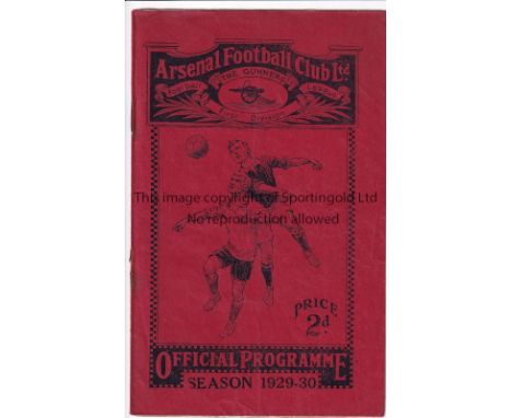 ARSENAL - DERBY 1929     Arsenal home programme v Derby, 12/10/1929, score, scorers, changes noted, some staple rusting.  Fai