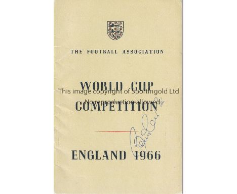 1966 WORLD CUP   Replica FA 1966 World Cup Itinerary but signed on front cover by Bobby Charlton,  and inside back cover by t