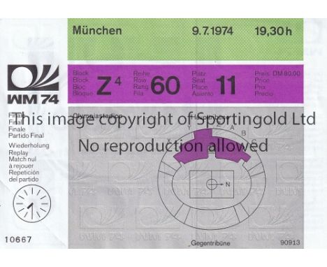 1974 WORLD CUP       Unused ticket for the 1974 World Cup Final Replay which never took place, between West Germany and Holla