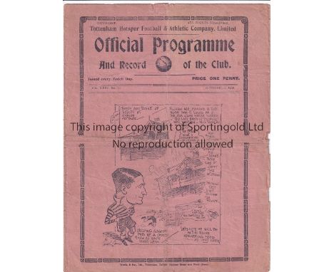 TOTTENHAM - FULHAM 1938   Tottenham home programme v Fulham, 15/10/1938, wear along folds.  Fair