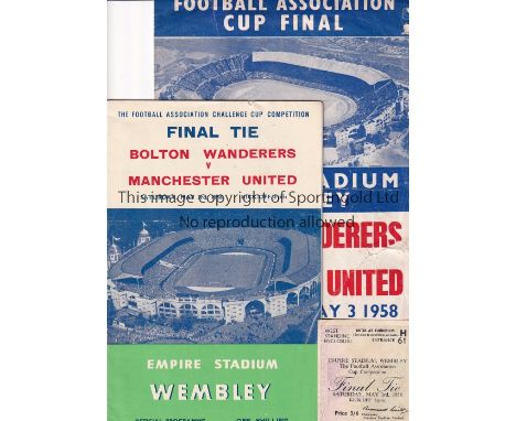 1958 CUP FINAL   Official programme, match ticket and songsheet, 1958 Cup Final, Boilton v Manchester United, Programme has s
