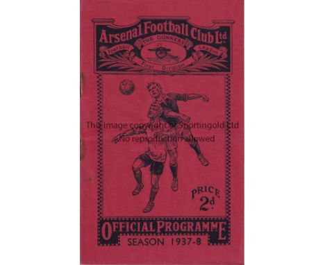 ARSENAL      Home programme in Championship season 1937/8 v. Liverpool 30/4/1938, rusty staples.   Generally good