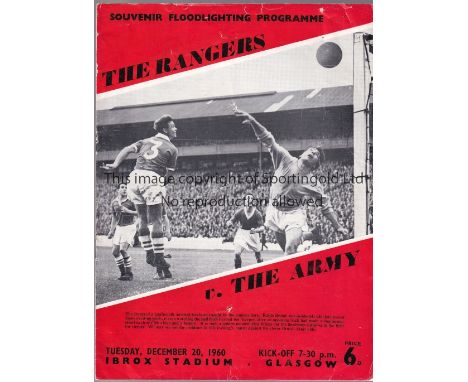 RANGERS - ARMY 1960   Rangers home programme v The Army, 20/12/60 at Ibrox. Jim Baxter, Alec Young and Ron Yeats in the Army 