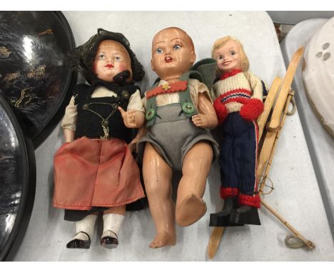 THREE VINTAGE 1950'S SMALL DOLLS 