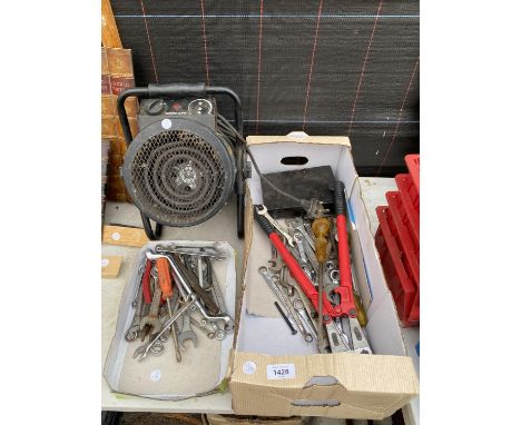AN ASSORTMENT OF TOOLS TO INCLUDE SPANNERS AND BOLT CUTTERS 