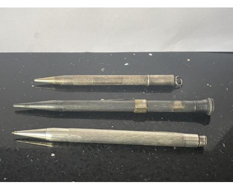 THREE VINTAGE MARKED SILVER PENS/PENCILS 
