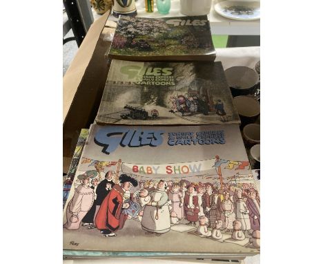 A LARGE QUANTITY OF GILES VINTAGE CARTOON BOOKS, APPROX 38 IN TOTAL 