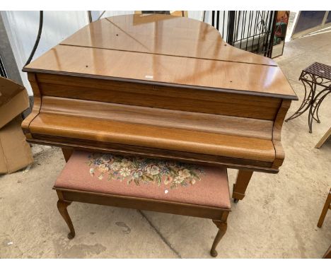 A COLLARD &amp; COLLARD BABY GRAND PIANO BEARING NUMBER T88622 AND DUET STOOL WITH TAPESTRY TOP AND CABRIOLE LEGS 
