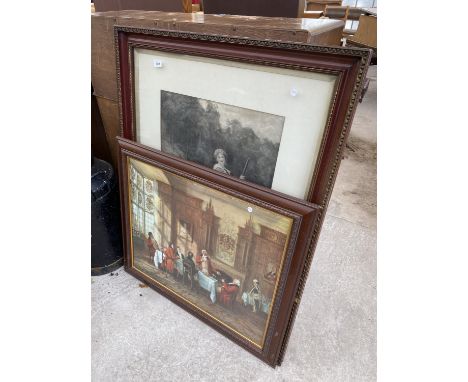 TWO LARGE VINTAGE FRAMED PRINTS 