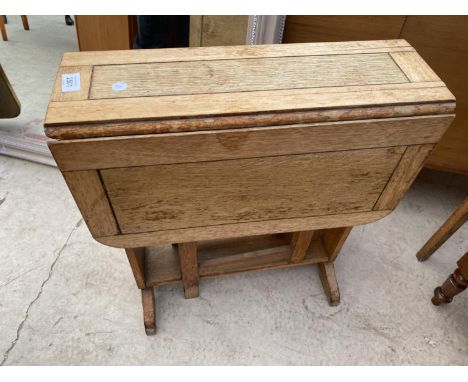 A SMALL LIGHT OAK GATELEG TABLE AND OAK CENTRE TABLE 