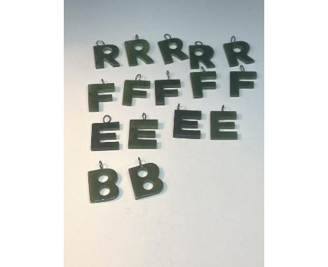 SIXTEEN JADE LETTERS R,F,E,B 